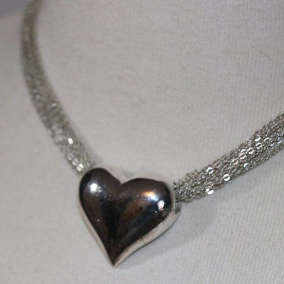 Vintage Heart Choker Multistrand Heart Necklace - Picture 2 of 9